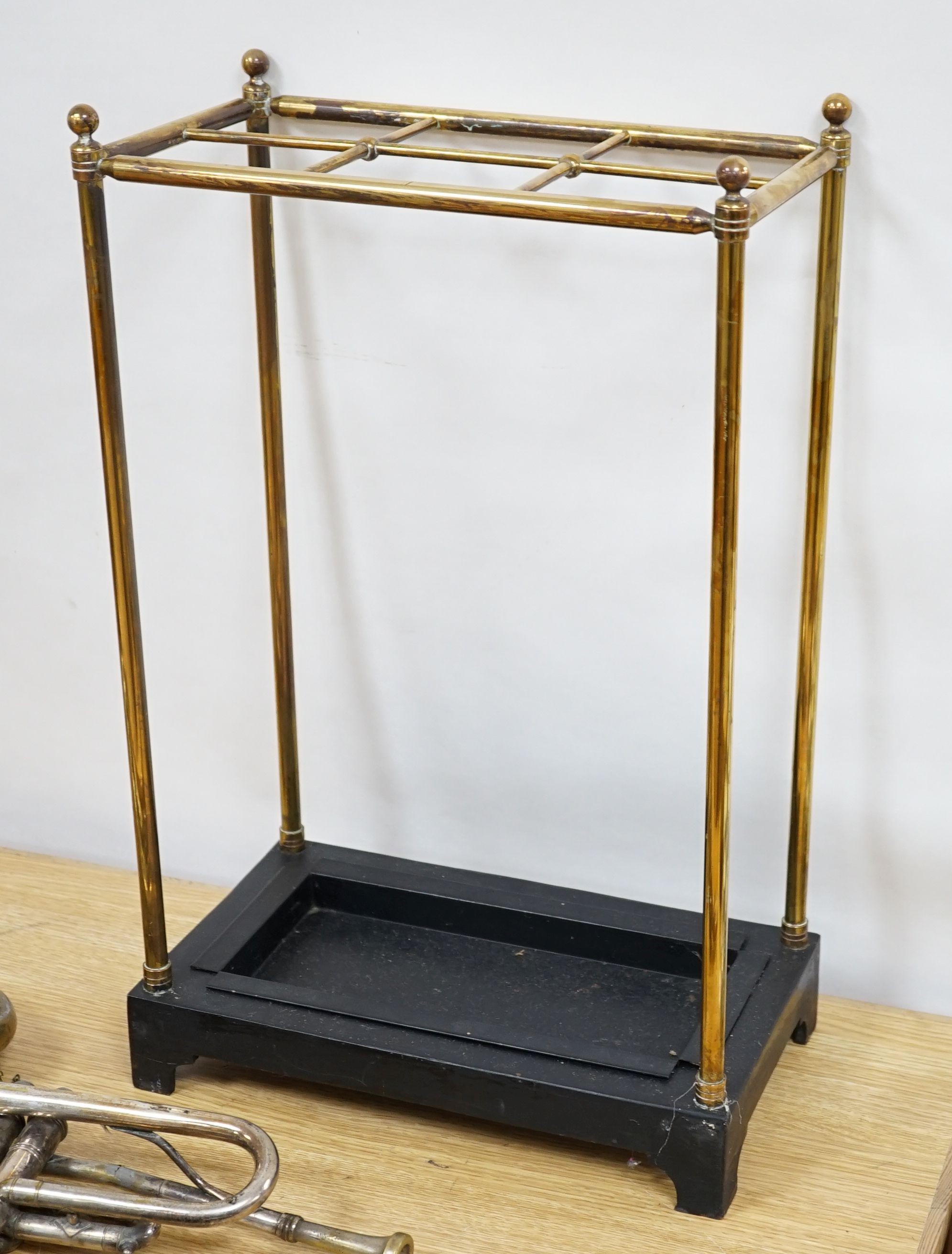 A brass framed stick stand 56cm